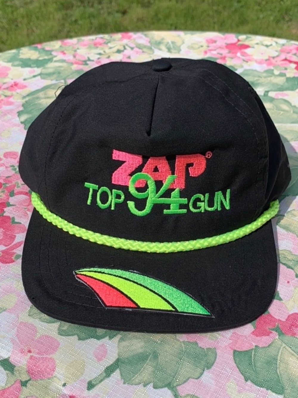 Vintage 90s Neon Black Top Gun Hat